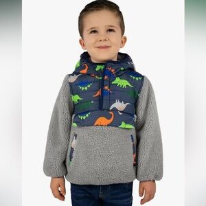 1 Madison Toddler Boys Fleece Dino Pullover Jacket with Hood NWOT‎ 18M